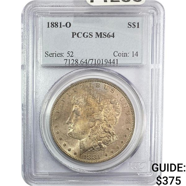 1881-O Morgan Silver Dollar PCGS MS64
