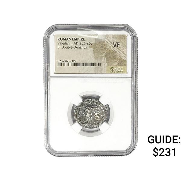 Roman Valerian I, AD 253-260 BI Dbl-Denarius NGC VF