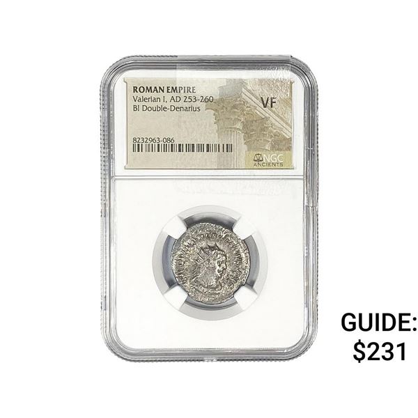 Roman Valerian I, AD 253-260 BI Dbl-Denarius NGC VF