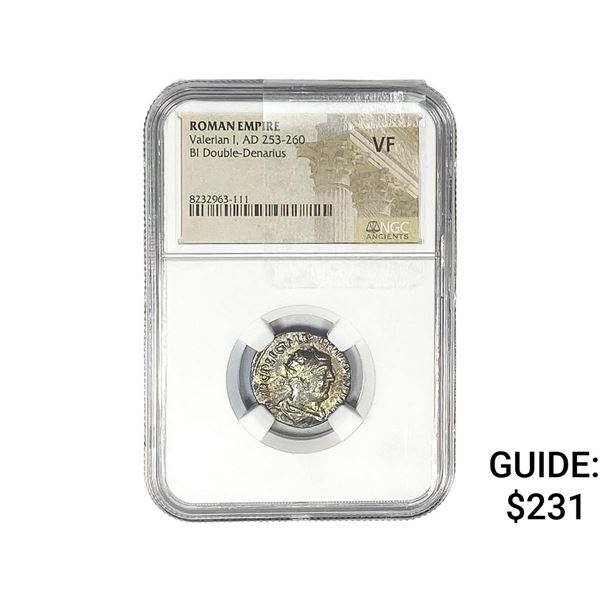 Roman Valerian I, AD 253-260 BI Dbl-Denarius NGC VF