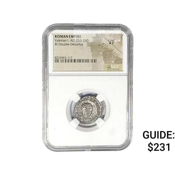 Roman Valerian I, AD 253-260 BI Dbl-Denarius NGC VF