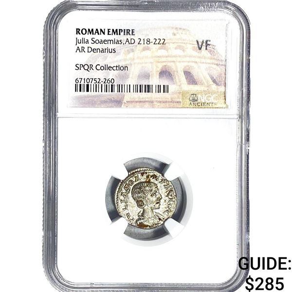 Roman Julia Soaemias, AD 218-222 AR Denarius NGC VF