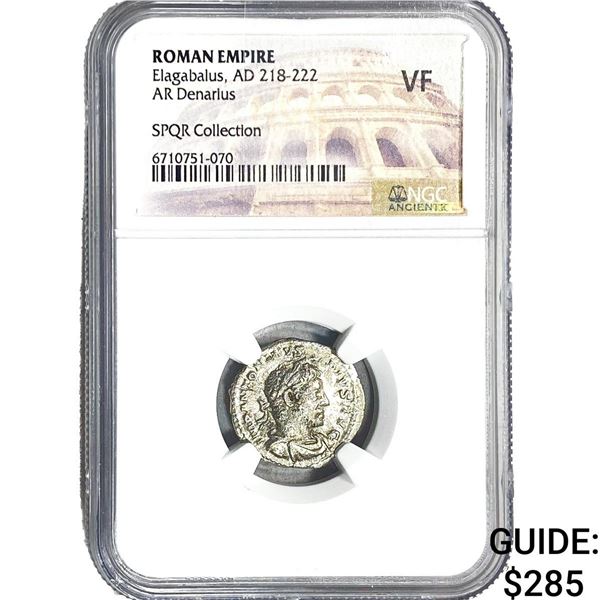 Roman Elagabalus, AD 218-222 AR Denarius NGC VF