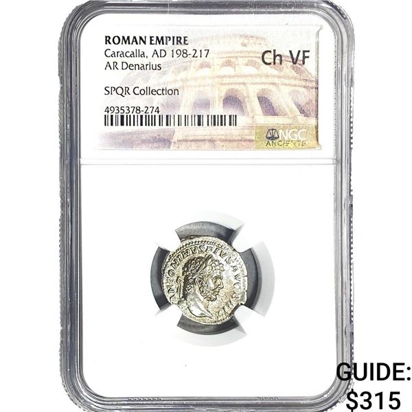 Roman Caracalla, AD 198-217 AR Denarius NGC ChVF