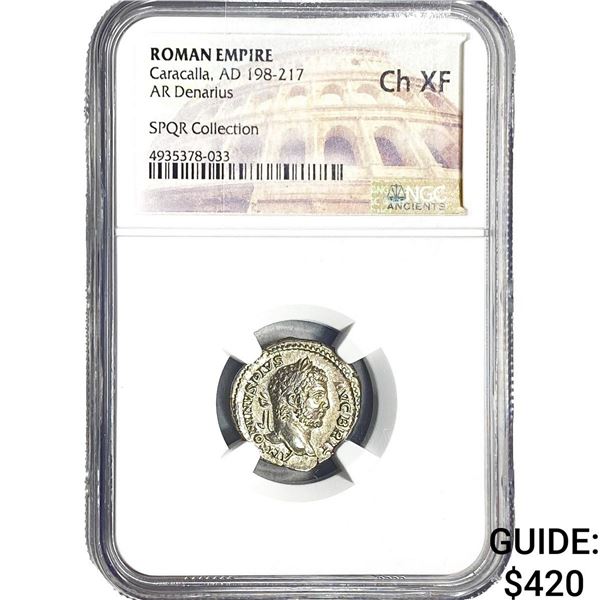 Roman Caracalla, AD 198-217 AR Denarius NGC ChXF