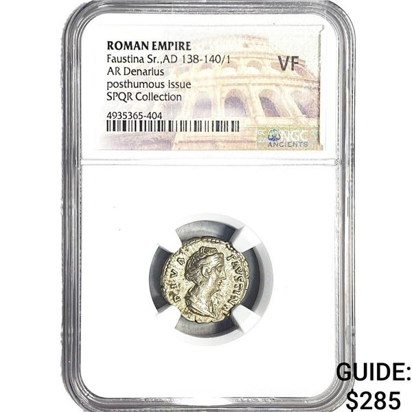 Roman Faustina Sr., AD 138-140/1 AR Denarius NGC VF