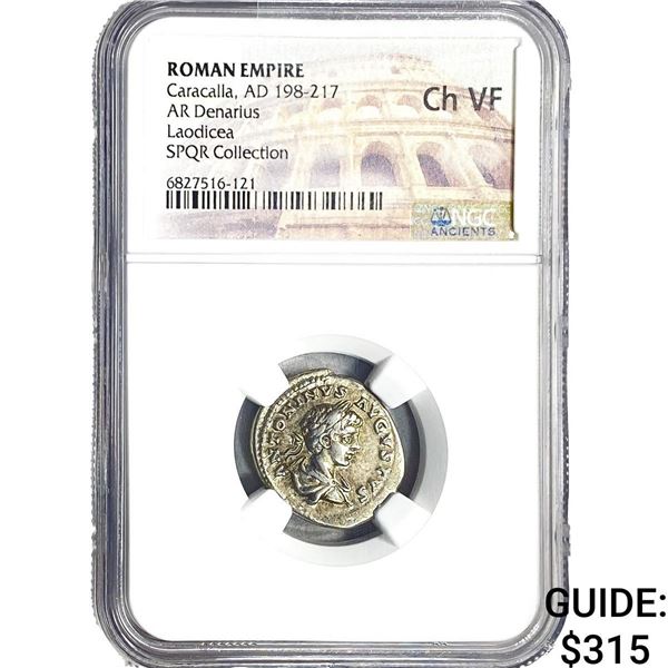 Roman Caracalla, AD 198-217 AR Denarius NGC ChVF