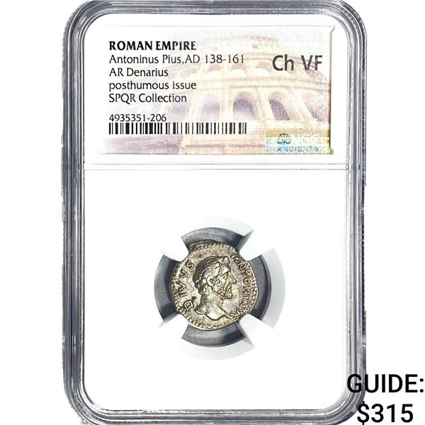 Roman Antoninus Pius, AD 138-161 AR Denarius NGC ChVF