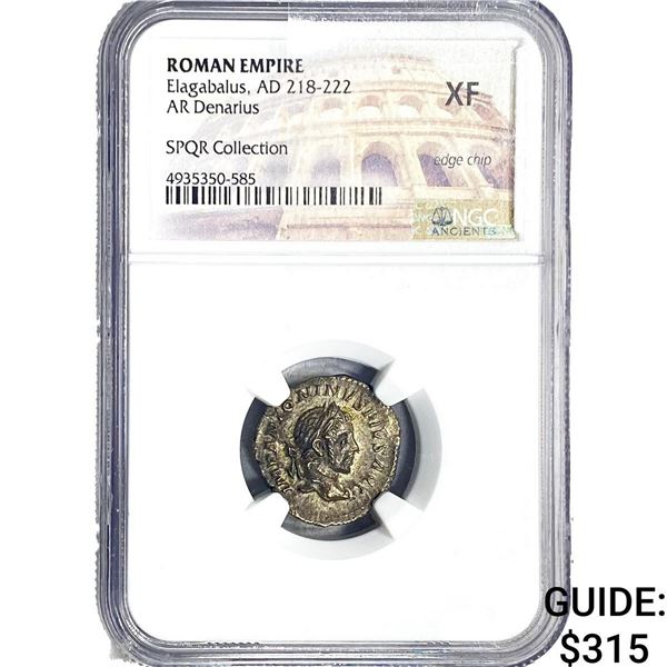 Roman Elagabalus, AD 218-222 AR Denarius NGC XF