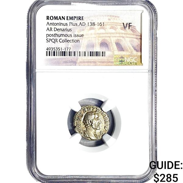 Roman Antoninus Pius, AD 138-161 AR Denarius NGC VF