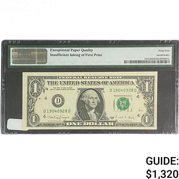 1988-A $1 Federal Reserve Note Cleveland PMG CU 64
