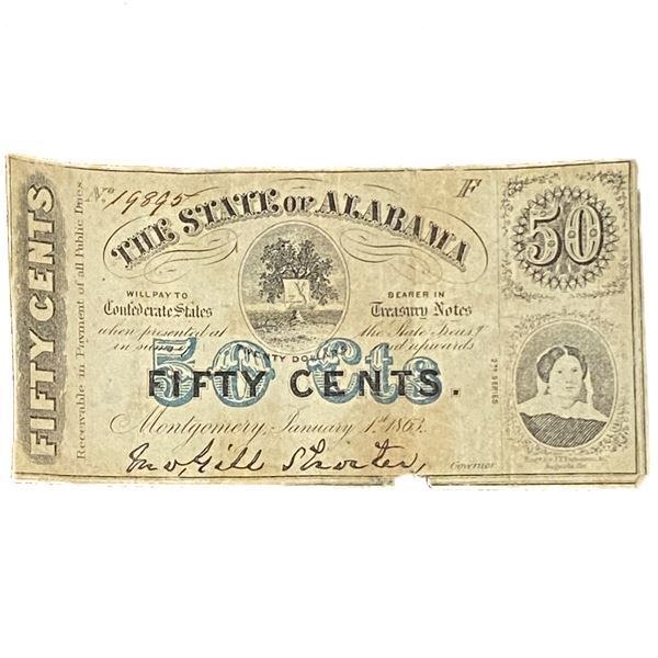 1863 50C Obsolete - State of Alabama -Montgomery