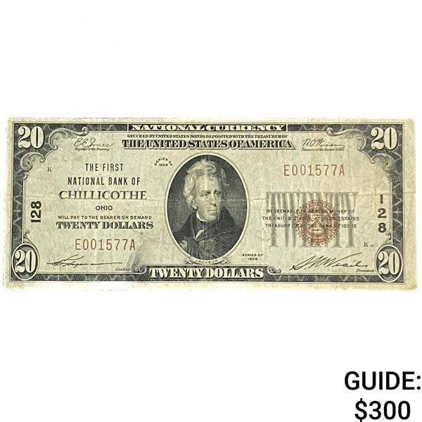1929 $20 First National Bank Of Chillicothe OH