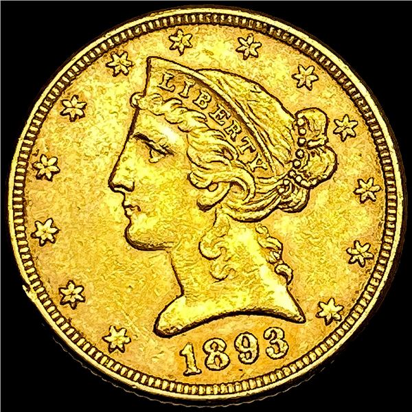 1893 Liberty Head Half Eagle $5 Gold UNCIRCULATED
