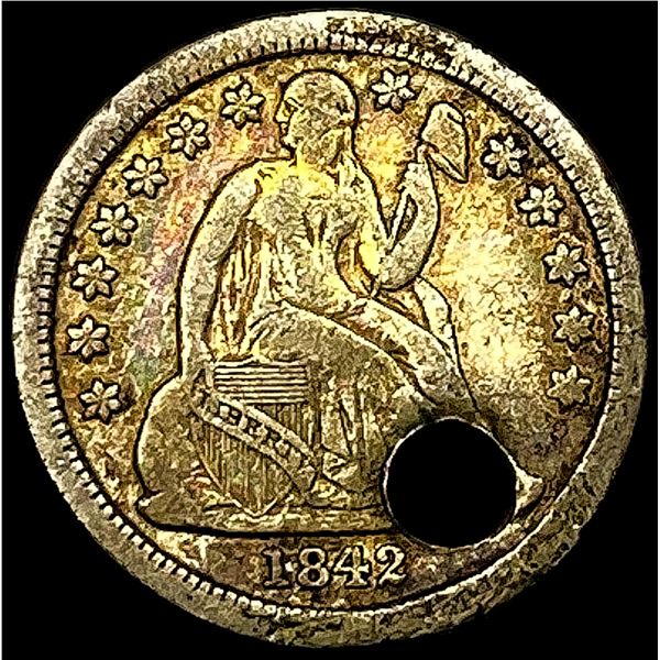 1842 Seated Liberty Dime (holed) HIGH GRADE