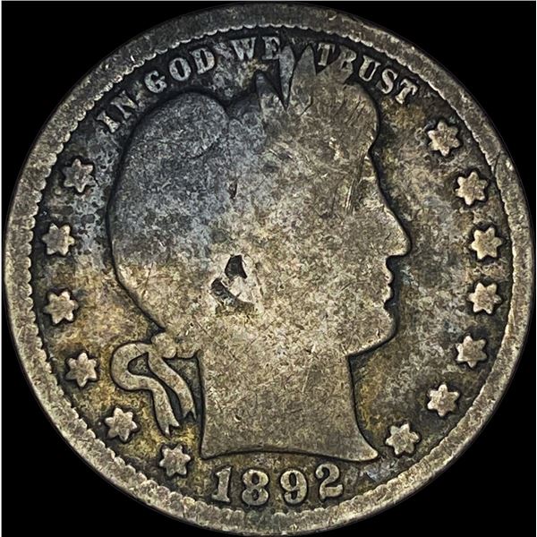 1892 Silver Barber Quarter NICELY CIRCULATED