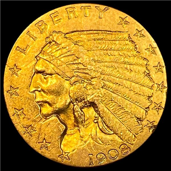 1908 Indian Head $2.50 Gold Quarter Eagle CLOSELY UNCIRCULATED