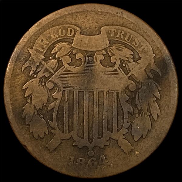 1864 Bronze Two-Cent Piece NICELY CIRCULATED