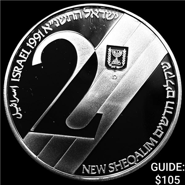 1991 Isreal Silver 2 Sheqalim CHOICE PROOF