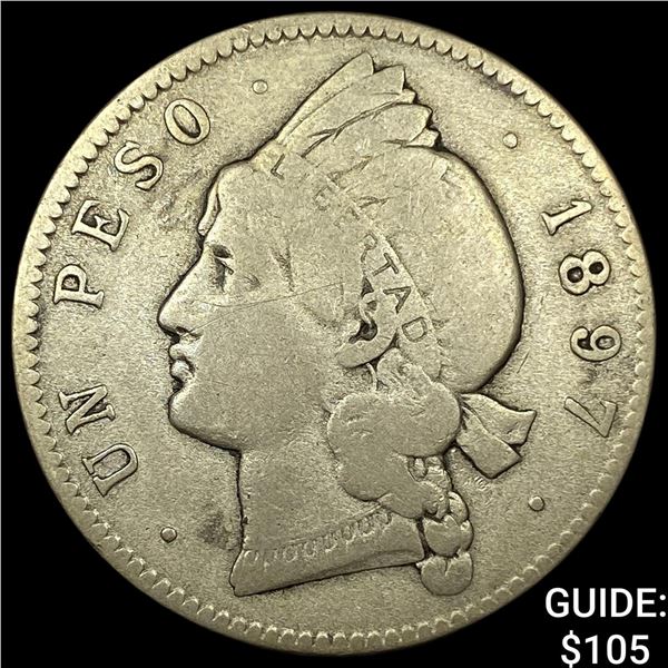1897A Dominican Republic Silver Peso LIGHTLY CIRCULATED