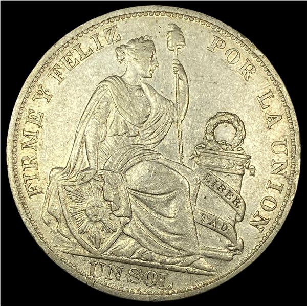 1894 Peru Silver Un Sol CLOSELY UNCIRCULATED