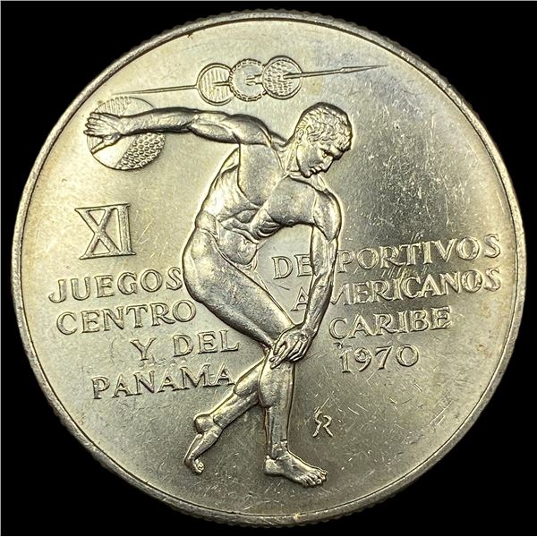 1970 Panama Silver 5 Balboas UNCIRCULATED
