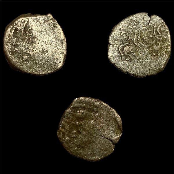 [3 Coins] 780-980 AD Pratihara Empire Silver Drachm NEARLY UNCIRCULATED