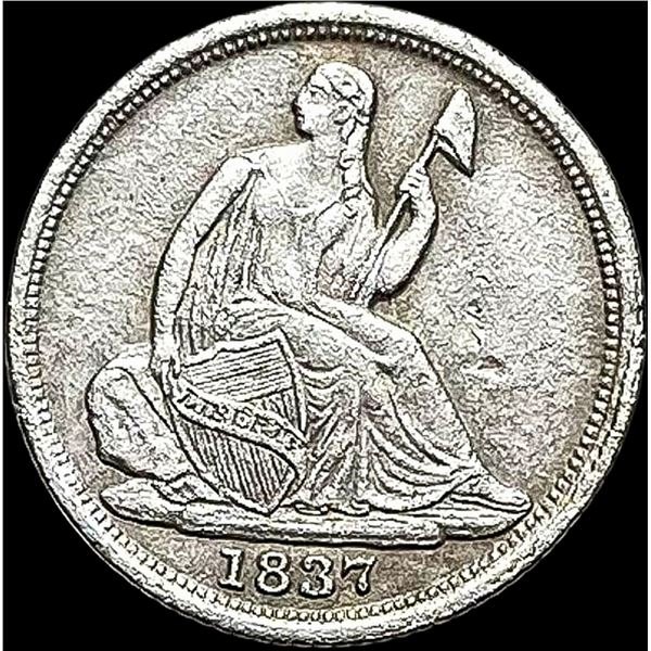 1837 Seated Liberty Half Dime No Stars  CLOSELY UNCIRCULATED