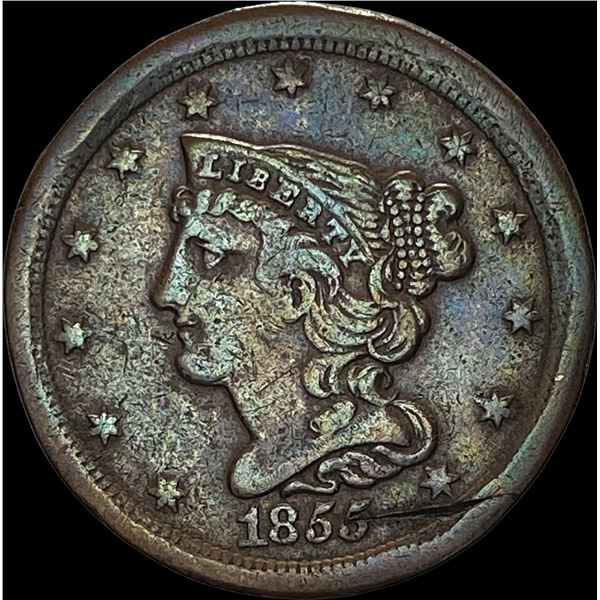 1855 Braided Hair Half Cent NEARLY  UNCIRCULATED