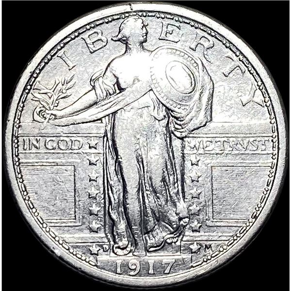 1917-D Type 1 Standing Liberty Quarter NEARLY  UNCIRCULATED