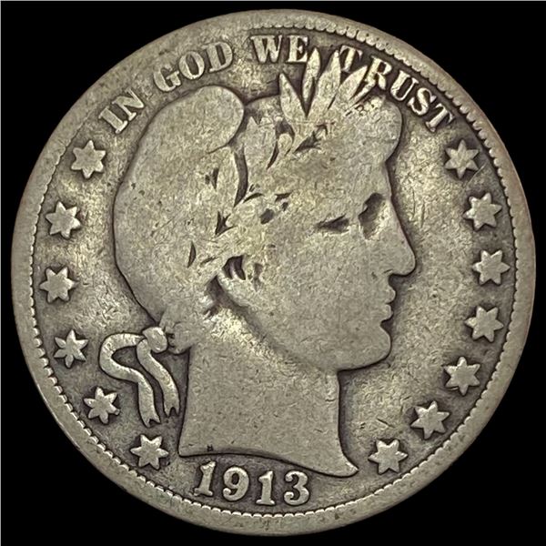 1913 Silver Barber Half Dollar LIGHTLY  CIRCULATED