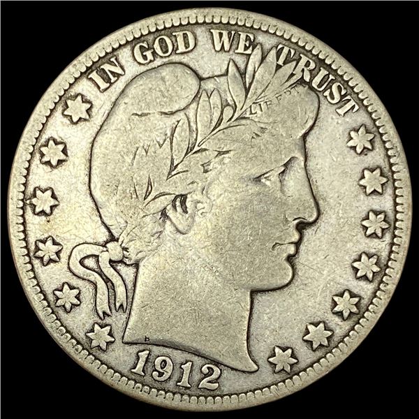 1912-S Silver Barber Half Dollar LIGHTLY  CIRCULATED