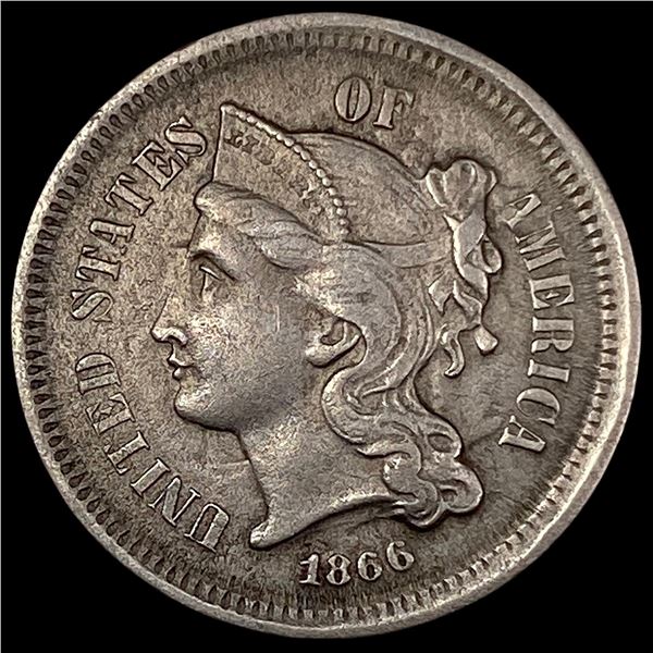 1866 Nickel Three-Cent Piece CLOSELY  UNCIRCULATED