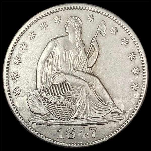 1847 Silver Half Dollar (Seated Liberty)  CLOSELY UNCIRCULATED