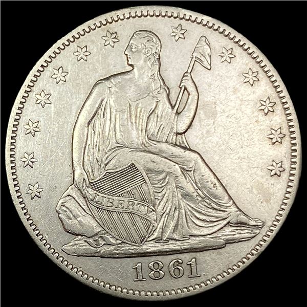 1861 Seated Liberty Half Dollar CLOSELY  UNCIRCULATED