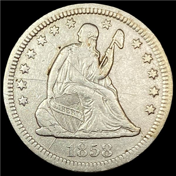 1858 Seated Liberty Quarter NEARLY  UNCIRCULATED