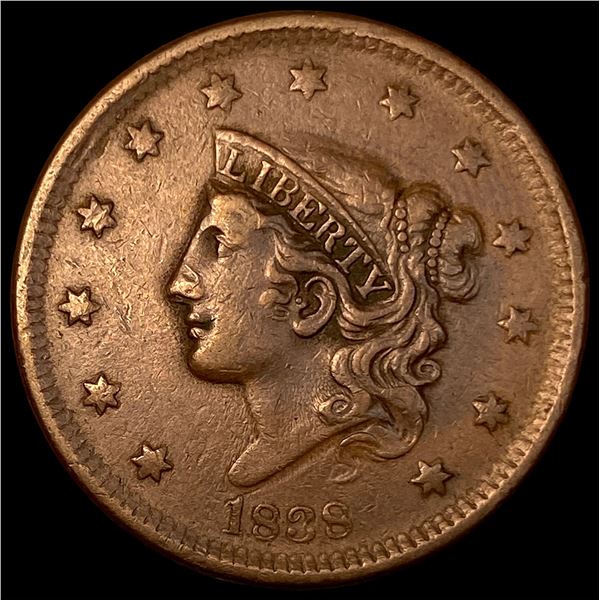 1838 Coronet Head Large Cent NEARLY  UNCIRCULATED