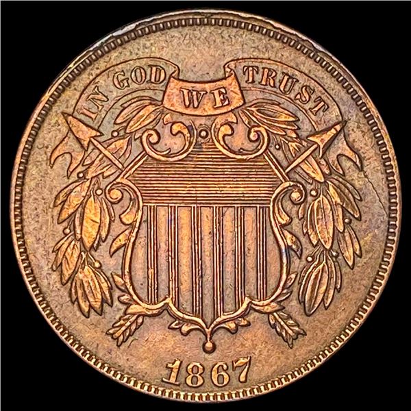 1867 Bronze Two-Cent Piece CLOSELY  UNCIRCULATED