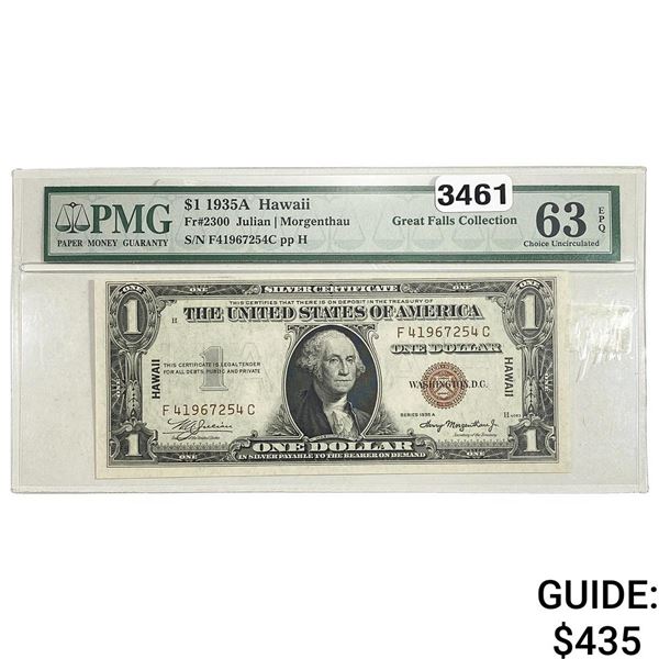 1935 A $1 Hawaii Brown Seal Note PMG Choice Unc 63