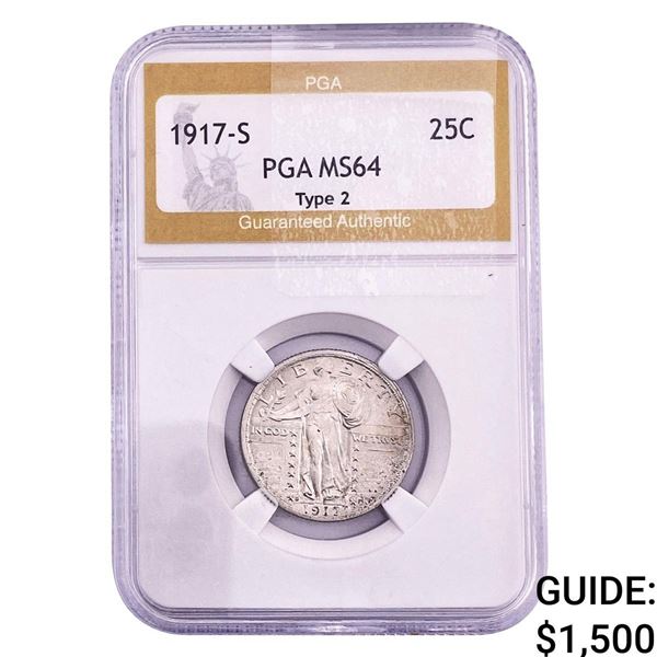 1917-S Standing Liberty Quarter PGA MS64 Type 2