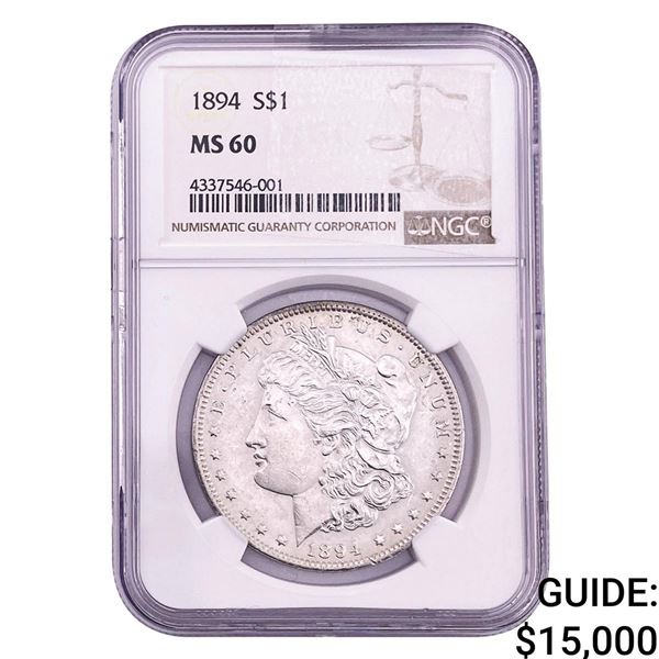 1894 Morgan Silver Dollar NGC MS60