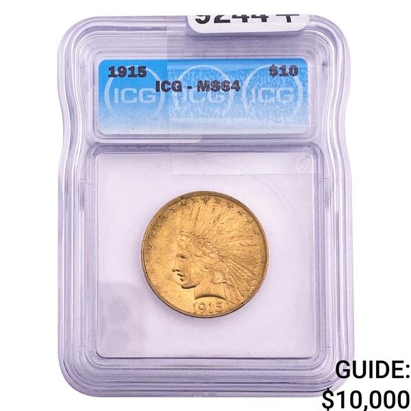 1915 $10 Gold Eagle ICG MS64