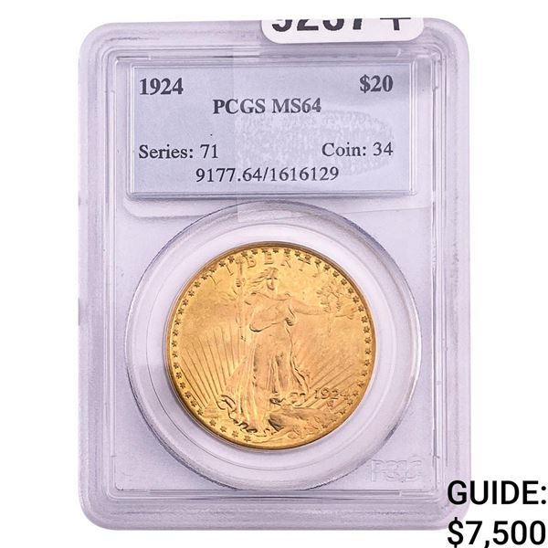 1924 $20 Gold Double Eagle PCGS MS64