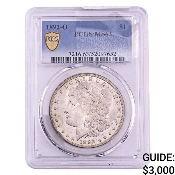1892-O Morgan Silver Dollar PCGS MS63