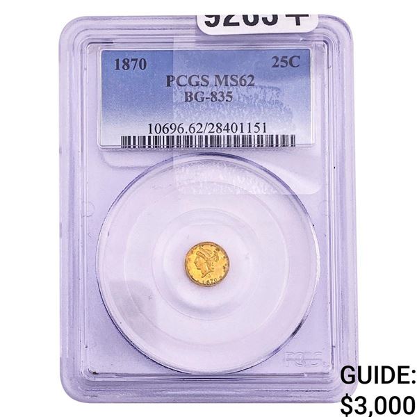 1870 Round California Gold Quarter PCGS MS62 BG-835