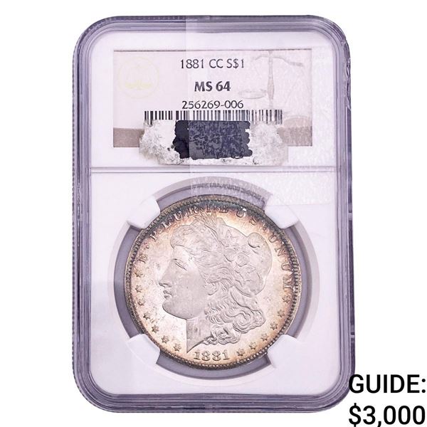1881-CC Morgan Silver Dollar NGC MS64