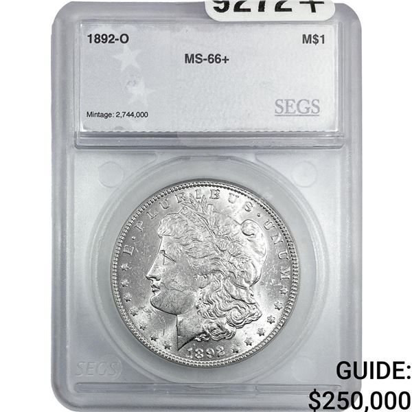 1892-O Morgan Silver Dollar SEGS MS66+