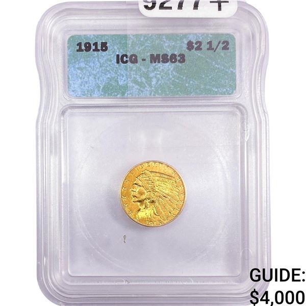 1915 $2.50 Gold Quarter Eagle ICG MS63