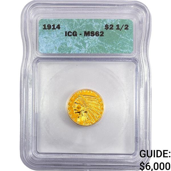 1914 $2.50 Gold Quarter Eagle ICG MS62