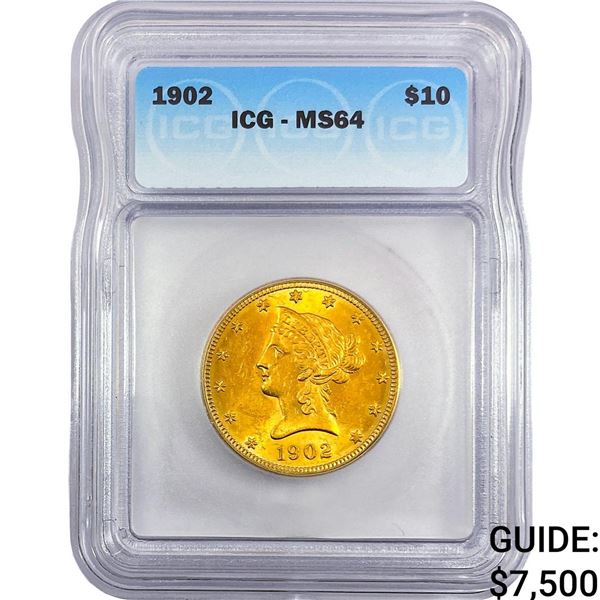 1902 $10 Gold Eagle ICG MS64